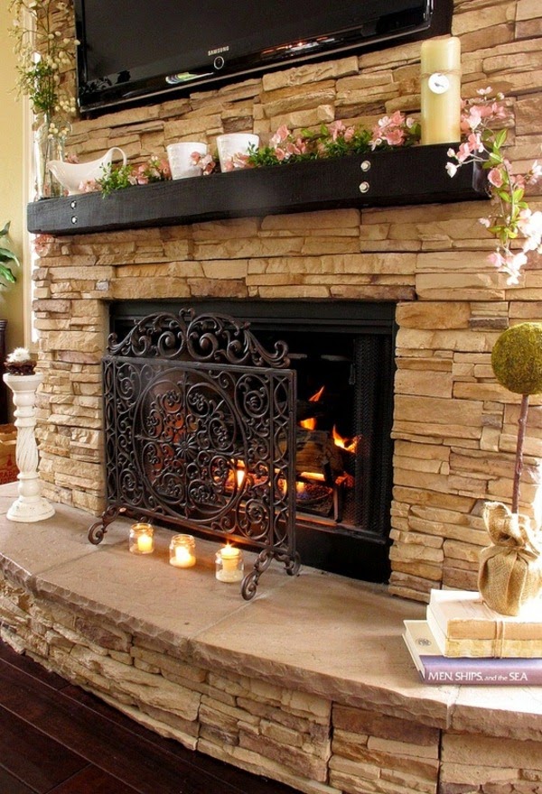 Spring decorations for the fireplace mantel