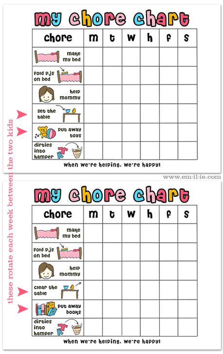 7 Year Old Chore Chart Freeb Printable