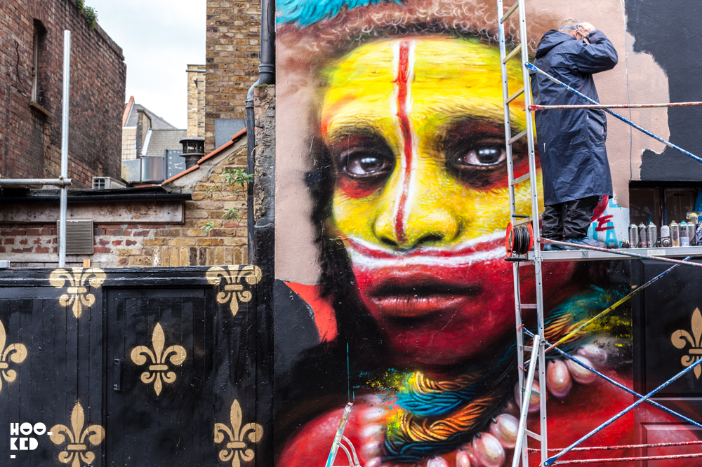 English Street Art Dale Grimshaw Magnificent Mural on Hanbury Street, London by artist Dale Grimshaw
