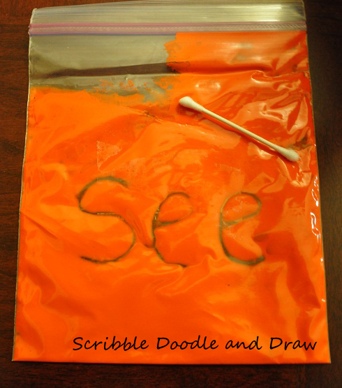 Paint filled printing bags to practice sight words and spelling