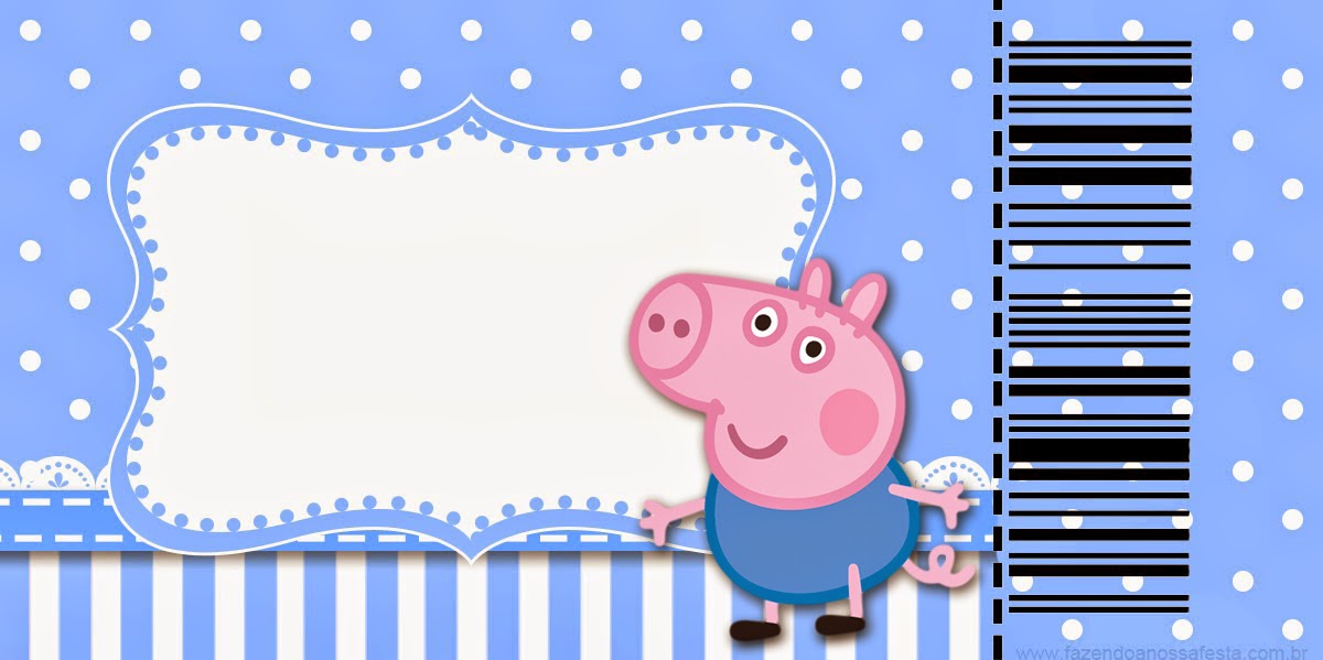 George Pig: Invitaciones para Imprimir Gratis. Invitación tipo Ticket Master.