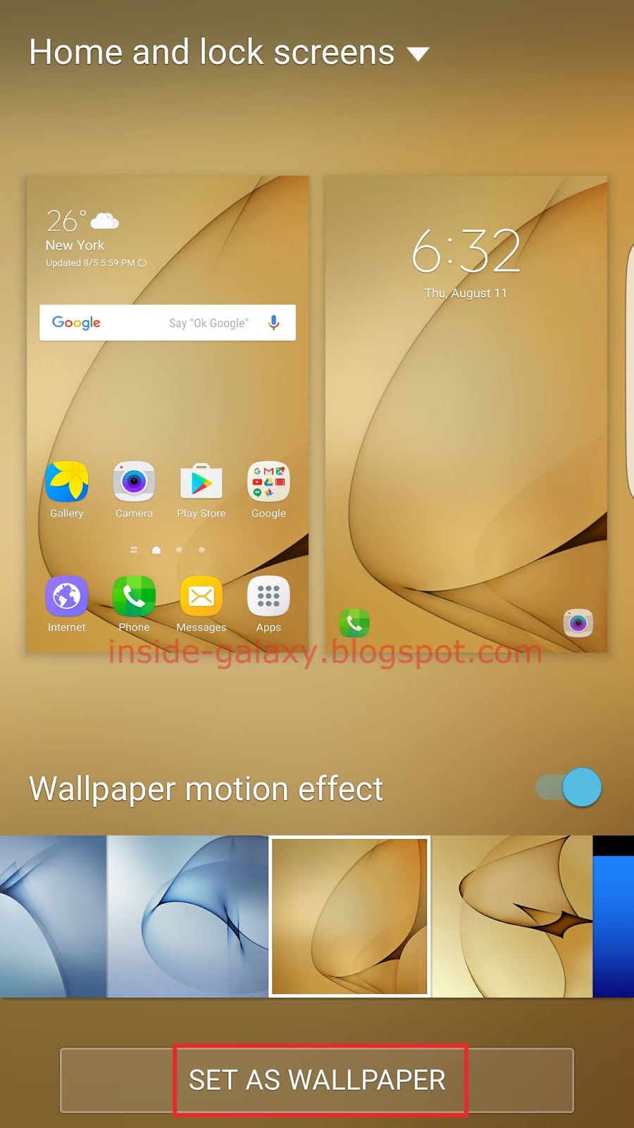 Inside Galaxy Samsung Galaxy S7 Edge How to Set Same Image as Home