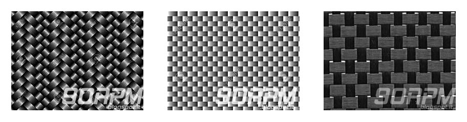 Esempi di trame composte da fibre di carbonio con direzioni differenti Esempi di trame composte da fibre di carbonio con direzioni differenti
