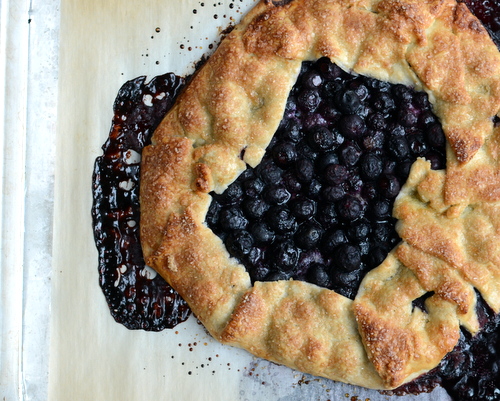 Blueberry Galette ♥ KitchenParade.com, relaxed and rustic, just a store-bought pie crust, frozen blueberries and a few pantry ingredients.