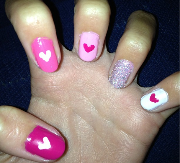 Stray Nails: Pink Hearts and Sparkle