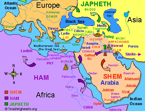 Image result for Map of Noah's Descendants