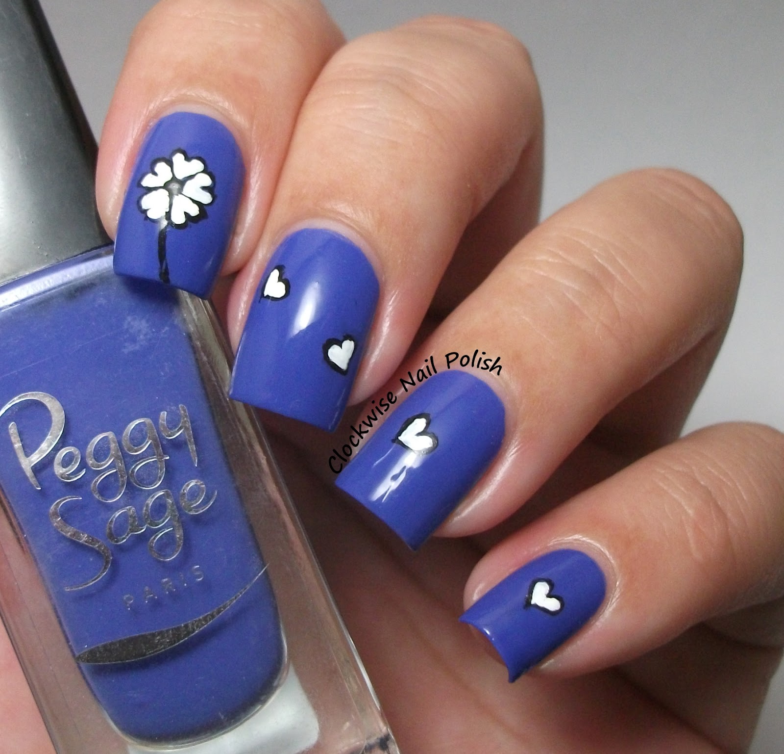 The Clockwise Nail Polish Peggy Sage Blue Temptation & Flower Nail Art