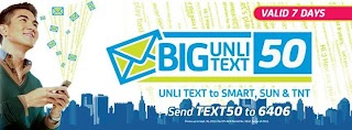 Smart offer 7 days BIG UNLI TEXT50 Promo with Unlimited Text to 3 Networks Smart offer 7 days BIG UNLI TEXT50 Promo with Unlimited Text to 3 Networks