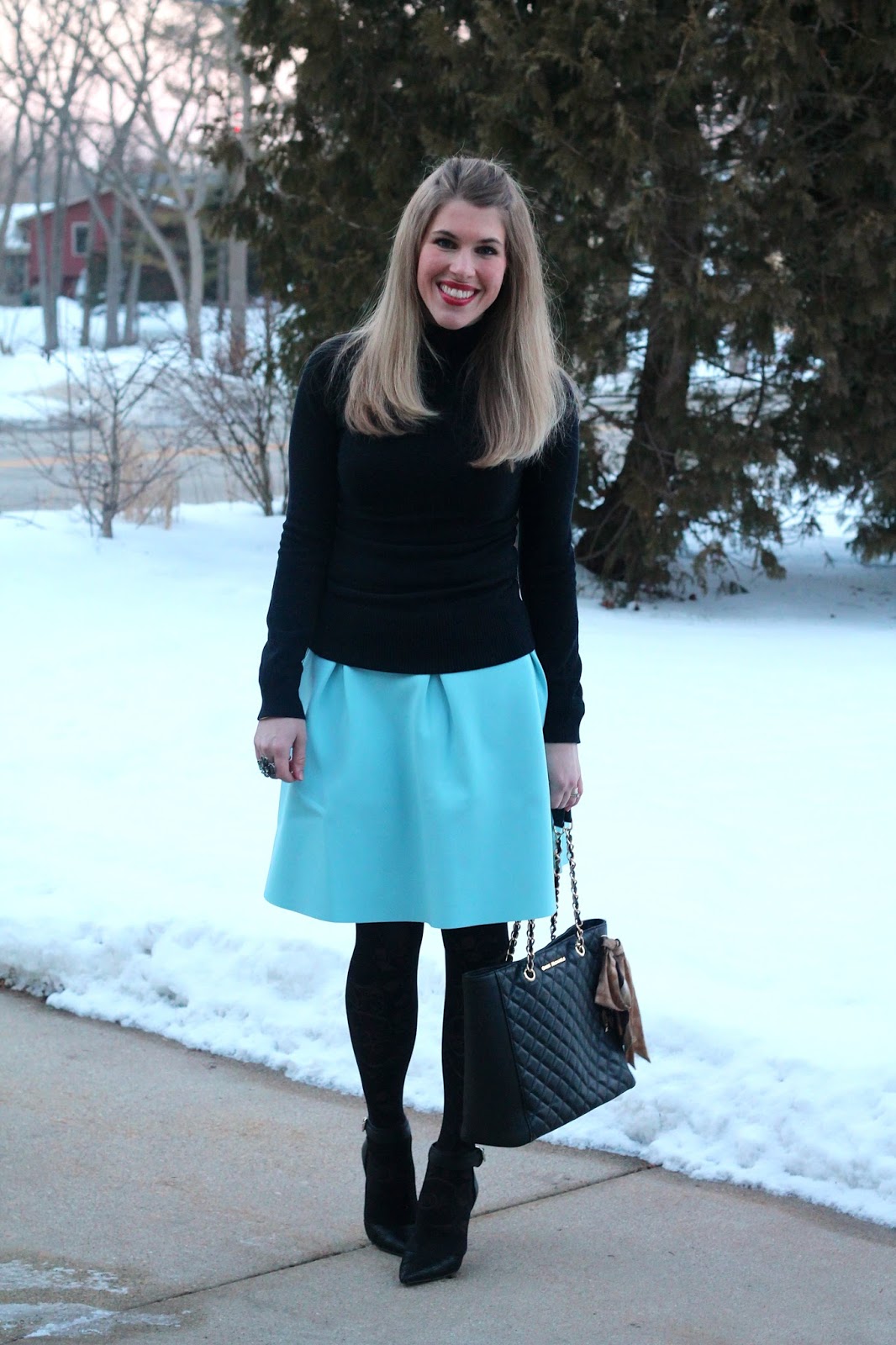 Confident Twosday: Blue Scuba Skirt