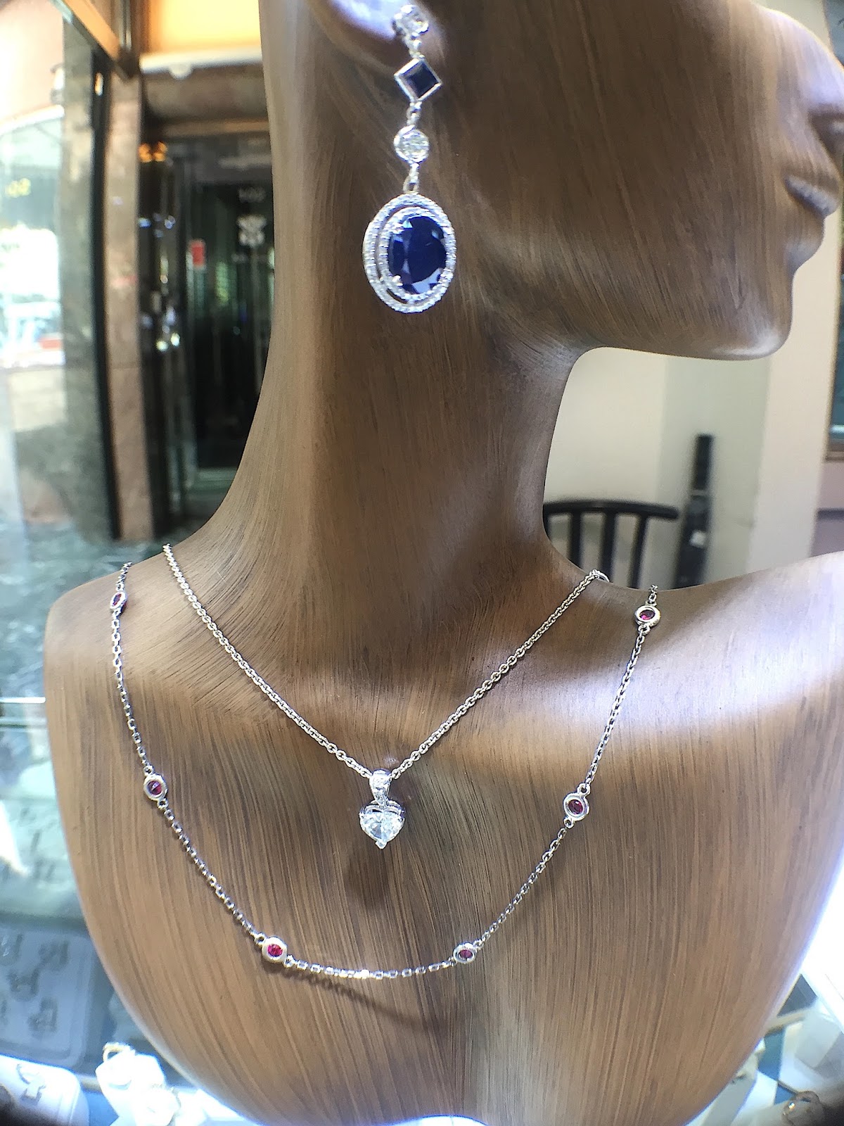 3 Piece Jewelry Picture. Sapphire Earrings & Necklaces from Ritz