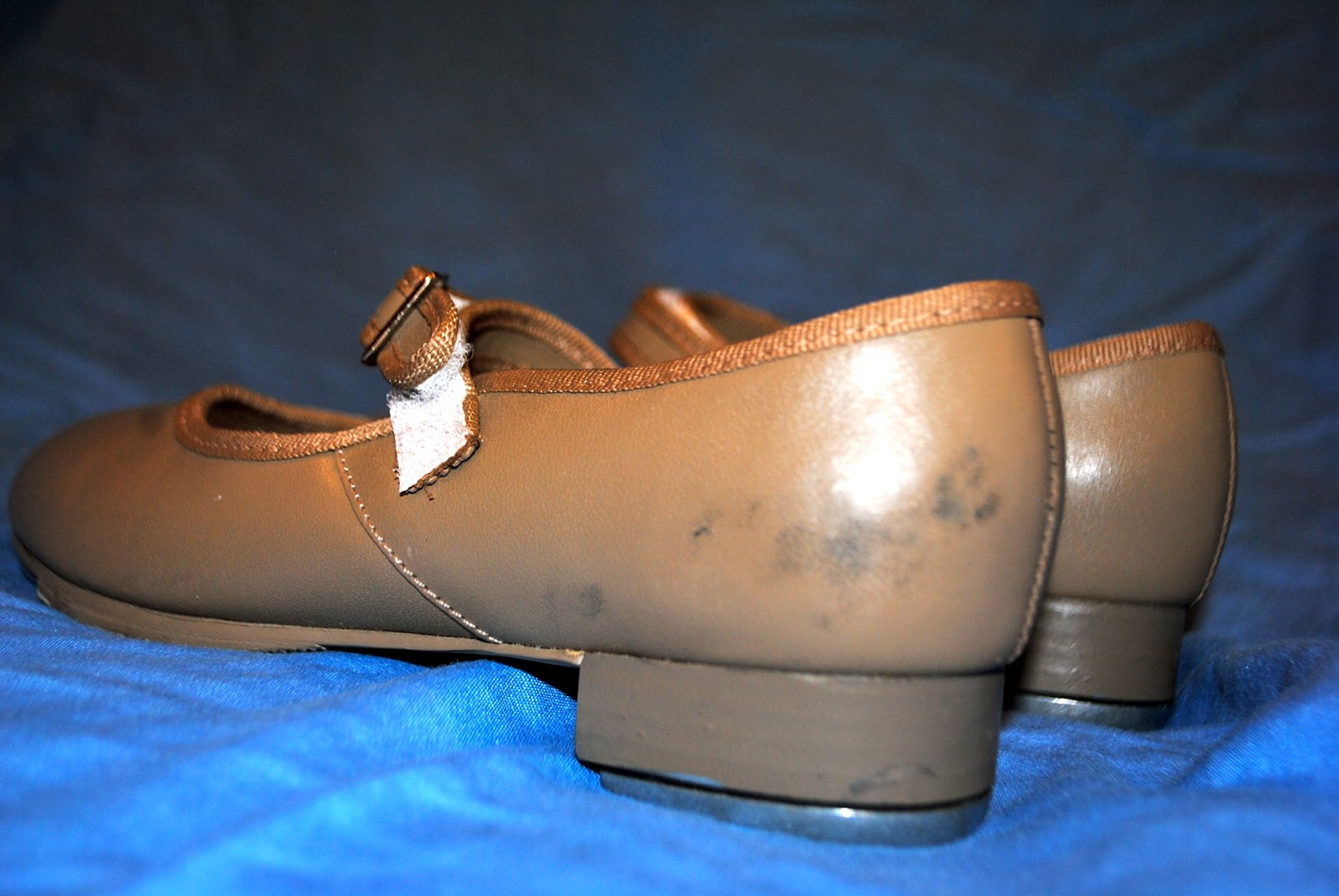 Let's Raise the Barre Capezio tan tap shoes, size 13 1/2