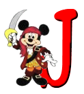 Alfabeto de Mickey Mouse en diferentes posturas y vestuarios J.
