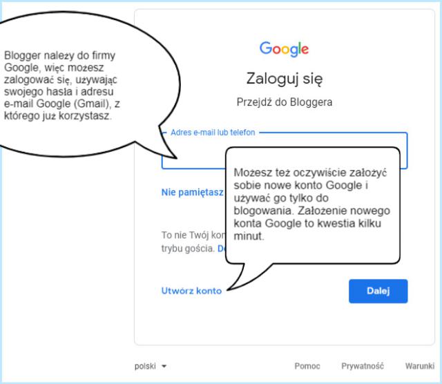 Tworzenie nowego konta Google.