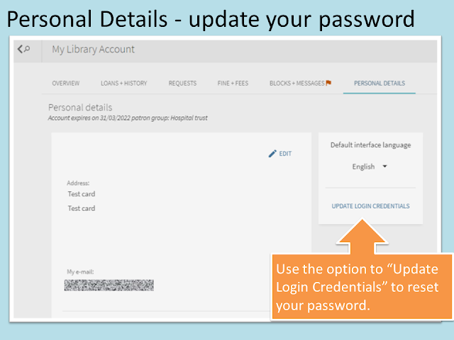 Personal Details tab with option to "Update Login Credentials"