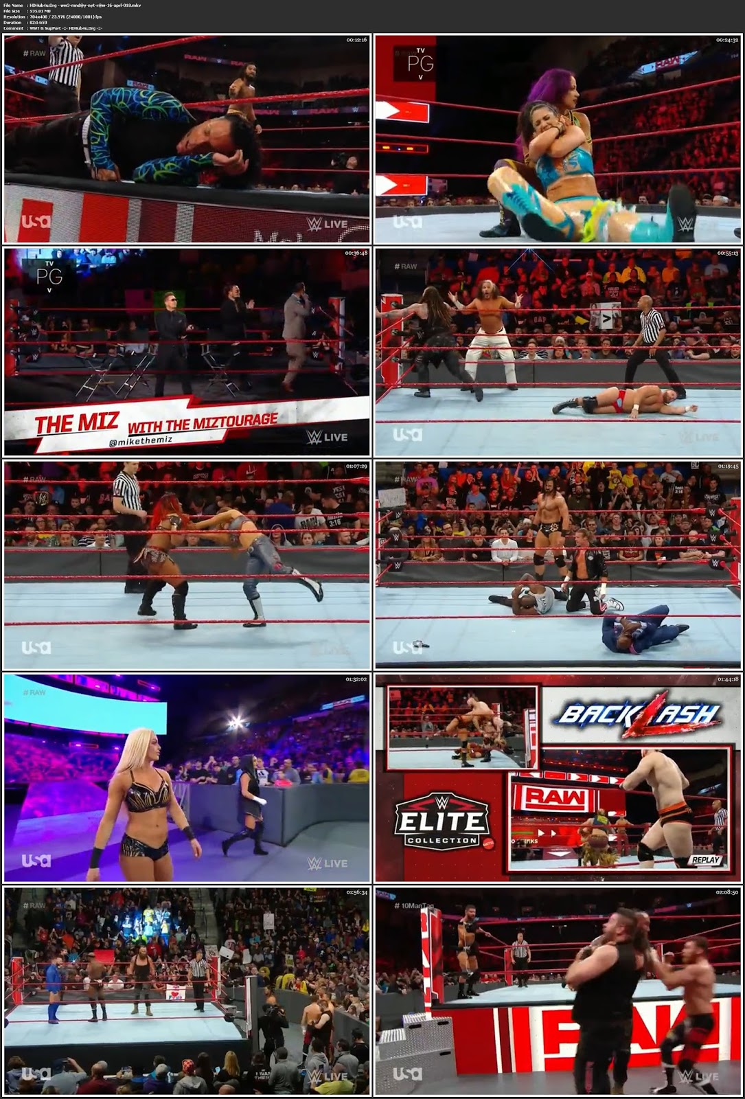 WWE Monday Night Raw 16th April 2018 HDTV 480p 500MB Download