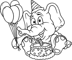 Elephant Birthday Coloring Page - Free Printable Coloring Pages for Kids