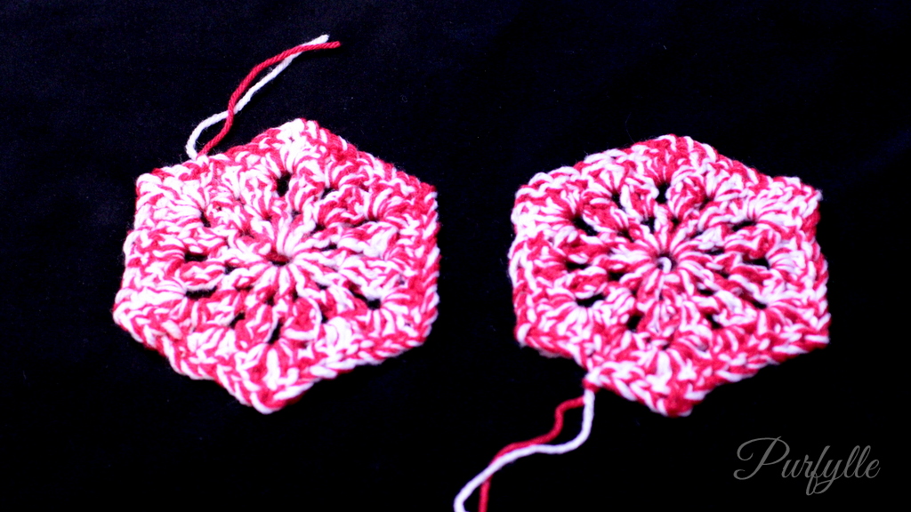 red & white crochet hexagons