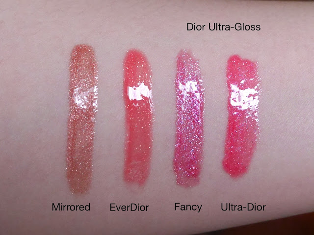 Dior Ultra-Gloss in Ultradior, Everdior, Mirrored, and Fancy swatches