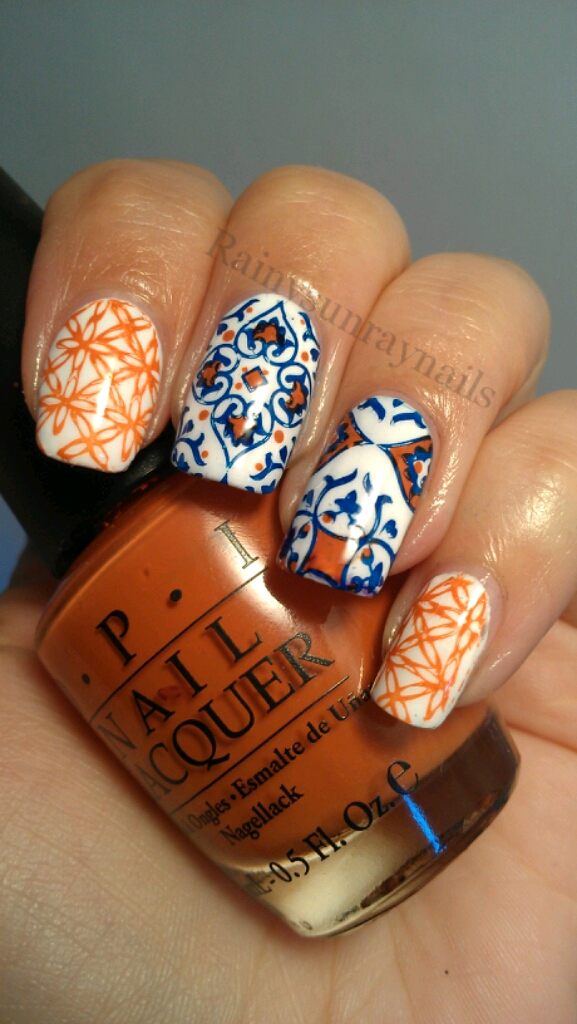 rainysunraynails Spanish Tiled Nails. Day 20 of my 30 Day Stamping