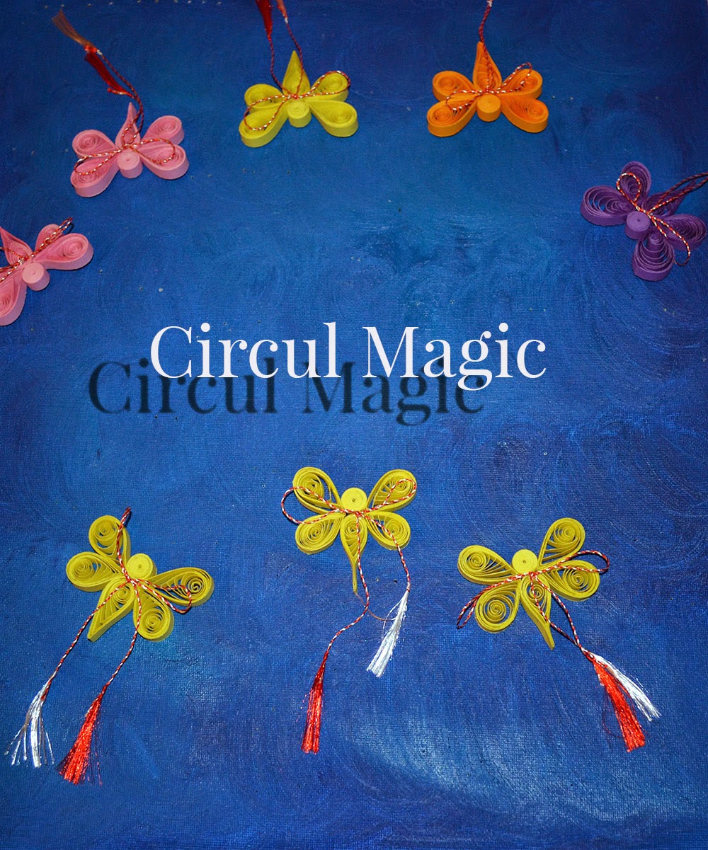 Martisoare handmade fluturi cu magnet Circul Magic Quilling