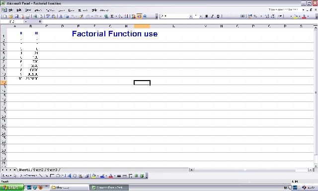 Ms excel Factorial function use. | Learn Computer
