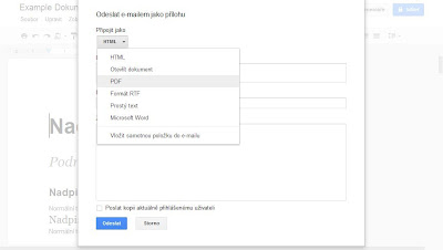 Poslat dokument Google emailem jako PDF