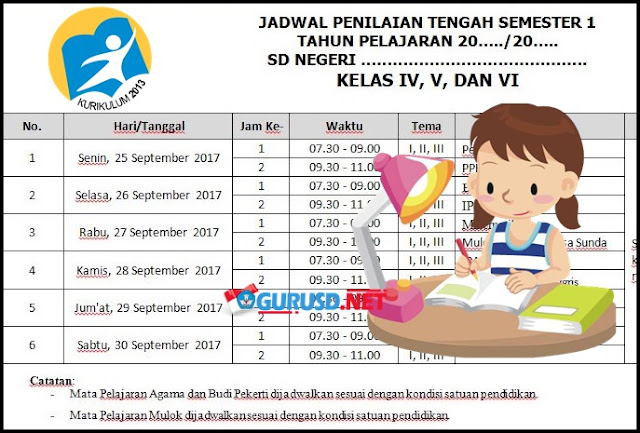 Jadwal UTS Kurikulum 2013 Revisi Untuk SD Semester 1 atau yang kita kenal selama ini ujian tengah semester atau UTS Jadwal UTS Kurikulum 2013 Revisi Untuk SD Semester 1