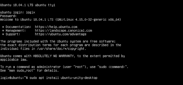 Ubuntu 18.04 tty install unity desktop