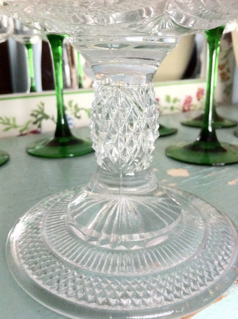 Lady Jane's Treasure Trove *SOLD* Vintage pressed glass footed compote