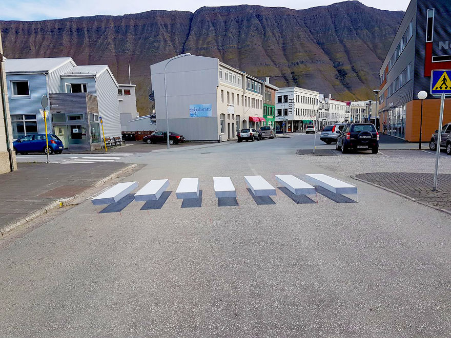 With 3D Zebra Crosswalk, This Town In Iceland Found The Perfect Way To Slow Down Speeding Cars With 3D Zebra Crosswalk, This Town In Iceland Found The Perfect Way To Slow Down Speeding Cars