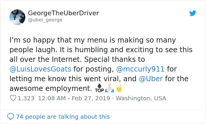 Amazing Uber Driver Offers Passengers A Menu Of Five Different Ride Types They Can Select From