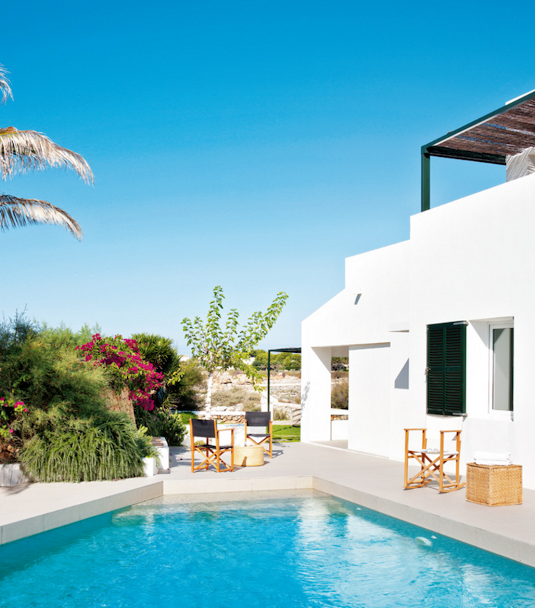 terraza con piscina, casa de vacaciones
