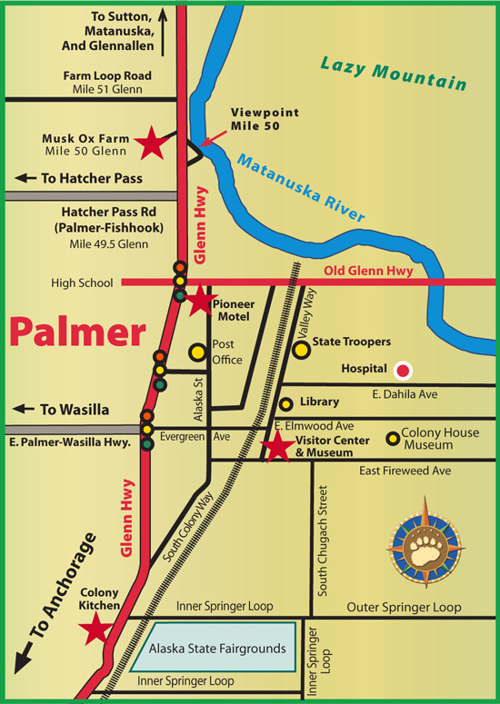 Maps of Alaska Roads By Bearfoot Guides Map of Palmer, Alaska