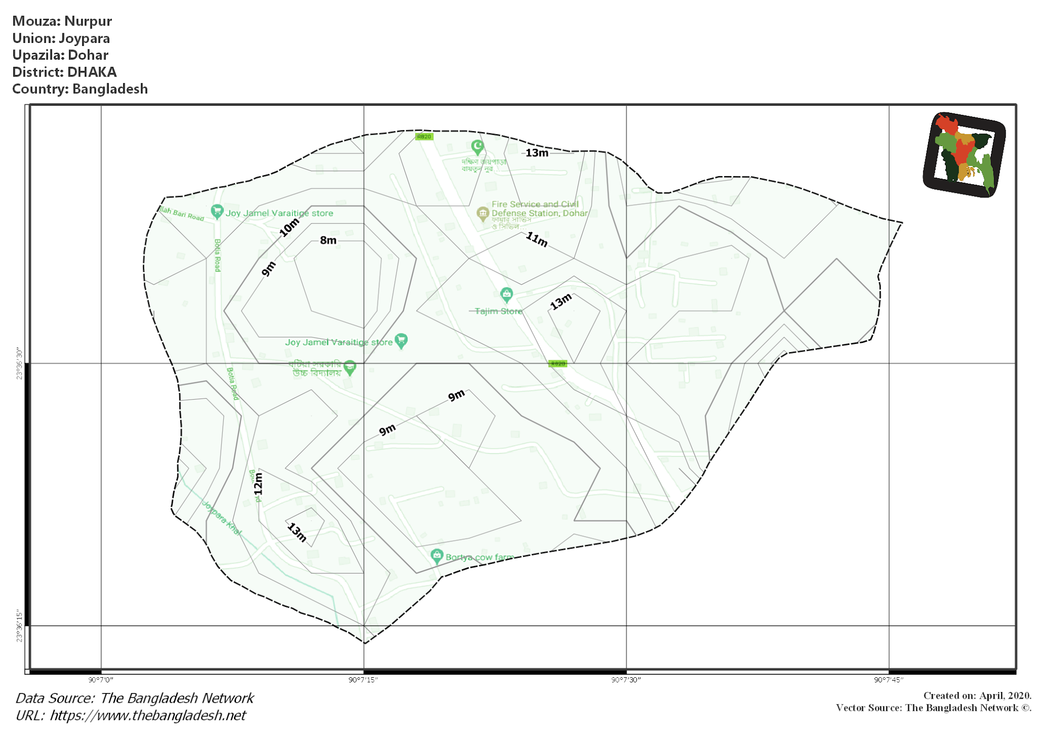 Map of Nurpur Mouza of Dohar Upazila, DHAKA Map of Nurpur Mouza of Dohar Upazila, DHAKA, Bangladesh.
