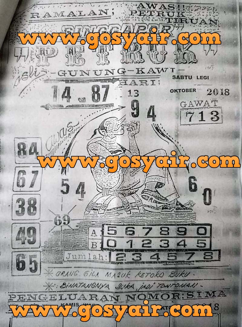 Kode Syair Sabtu 13 Oktober 2018 GOsyair SEDIA KODE SYAIR SGP ADA