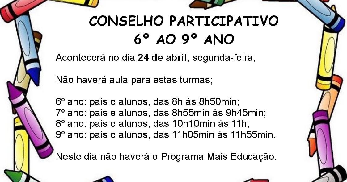Mensagem Conselho De Classe Participativo EDUCA