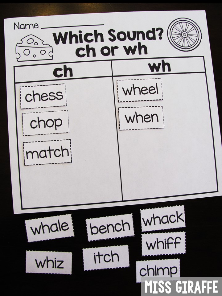Miss Giraffe's Class: Digraphs Activities for First Grade and Kindergarten
