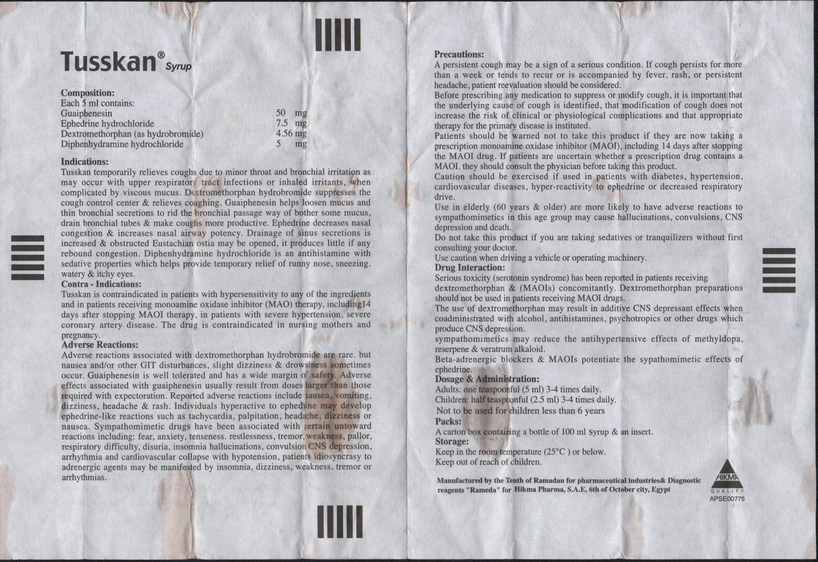 Tussivan Drug Pamphlet: Tusskan