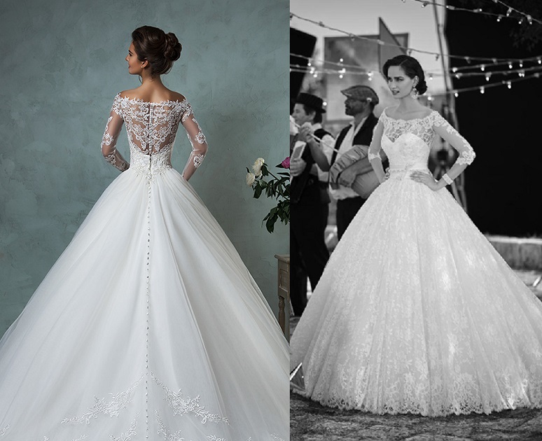 uzun kollu gupurlu gelinlik modelleri