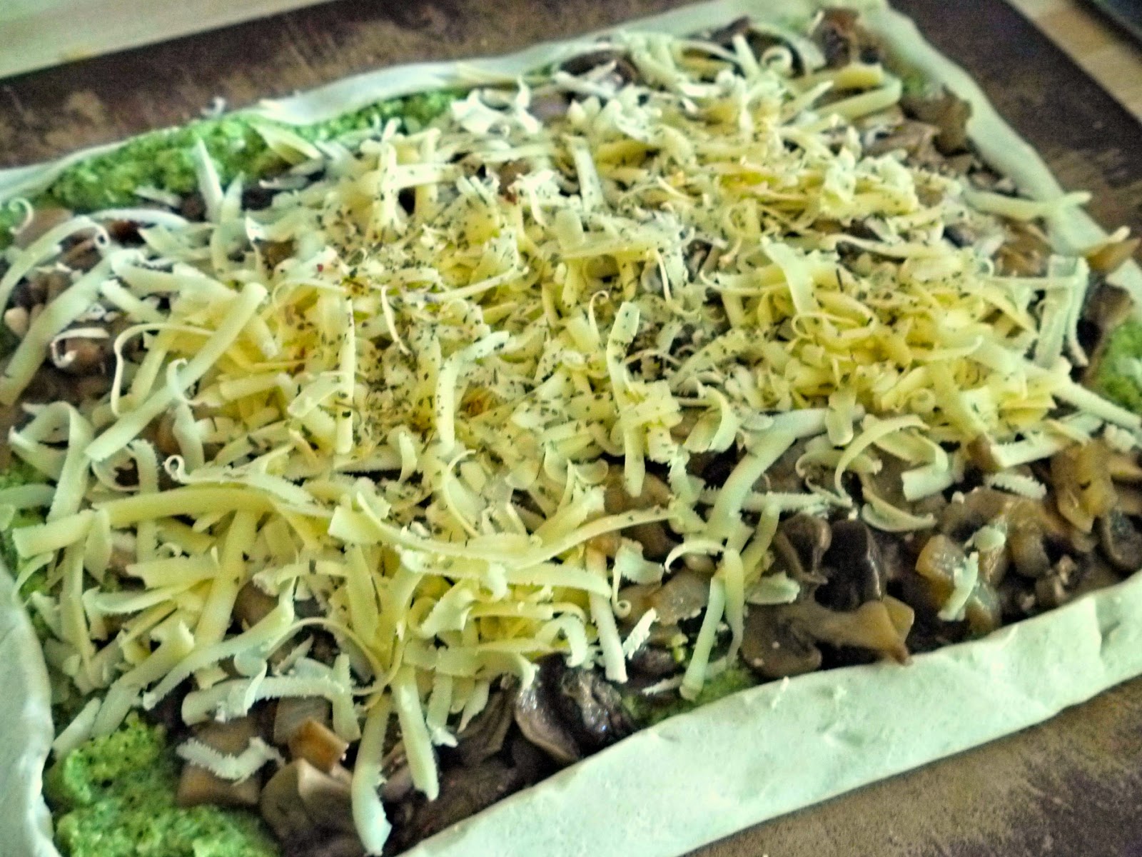 Broccoli Pesto and Mushroom Open Topped Pie