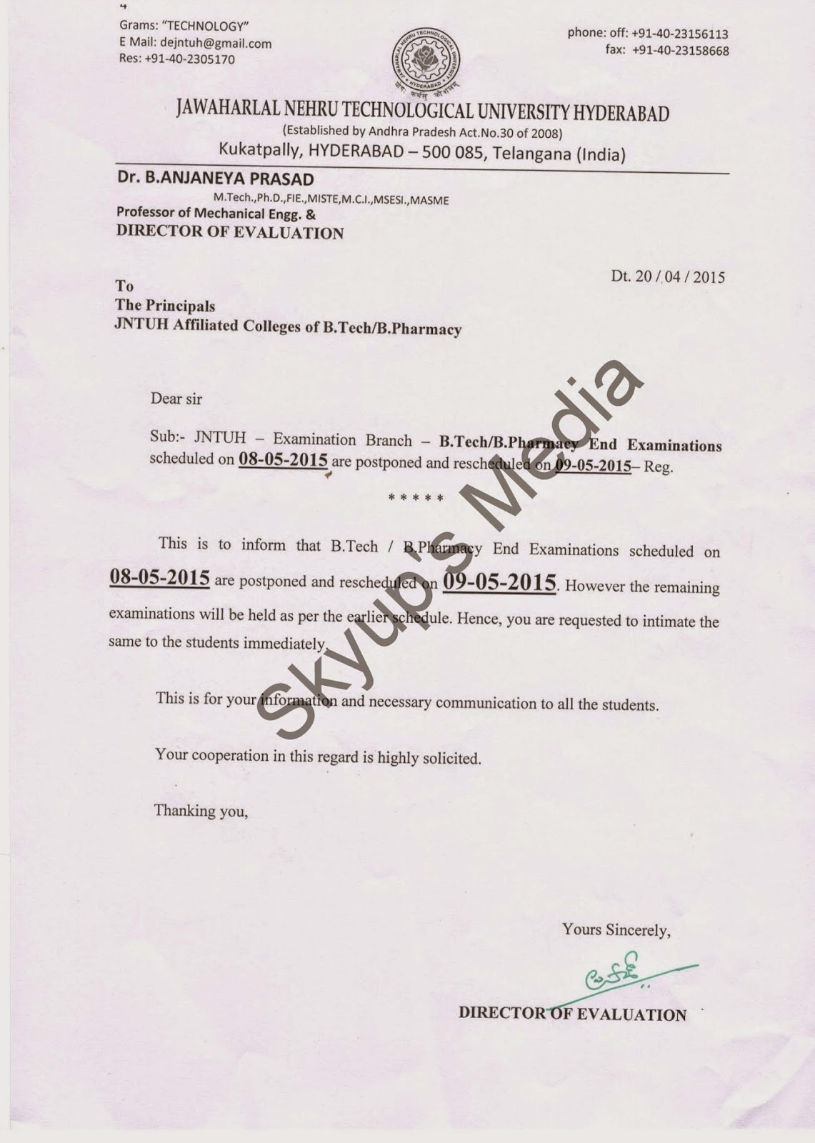 Jntu Hyderabad Duplicate Marks Memo Application April 2015 - JNTU EDU