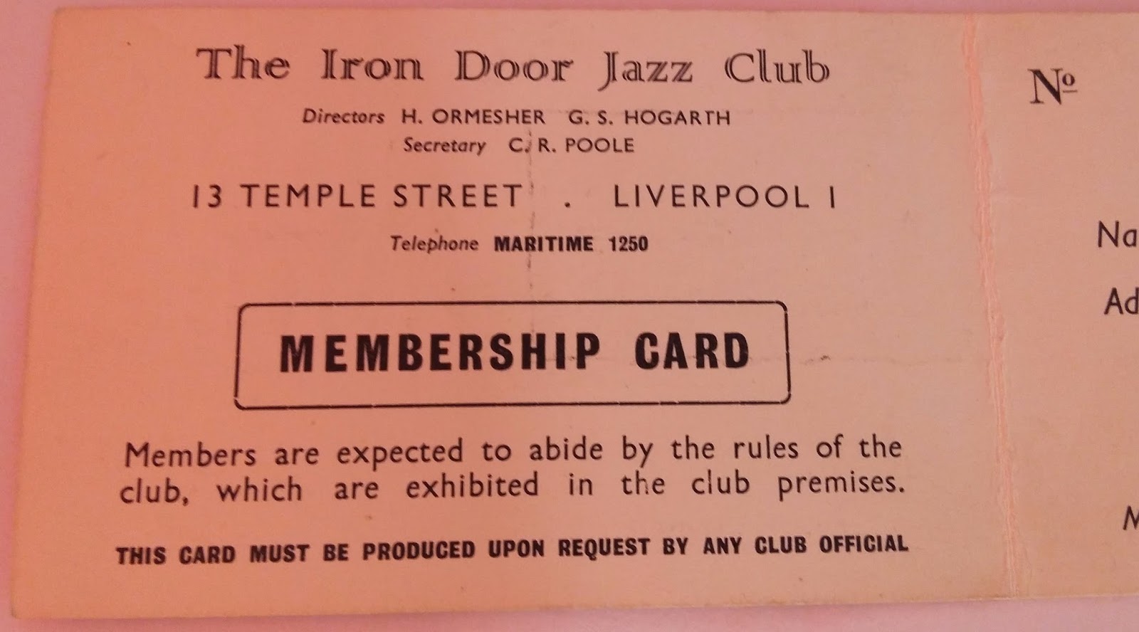 Liverpool Beatles Auction Iron Door Membership Dated For