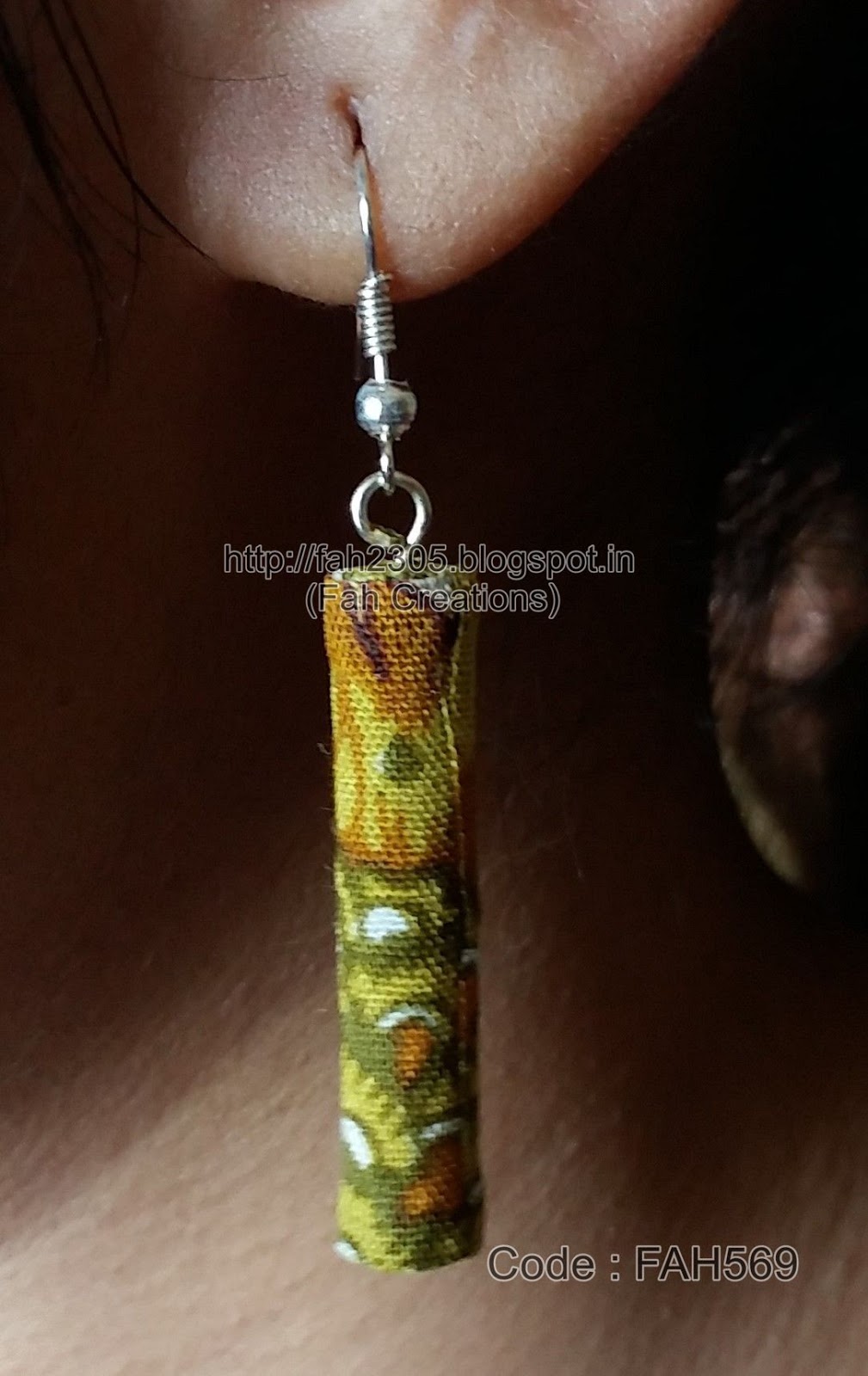 Fah Creations Fabric Cover Bead Earrings