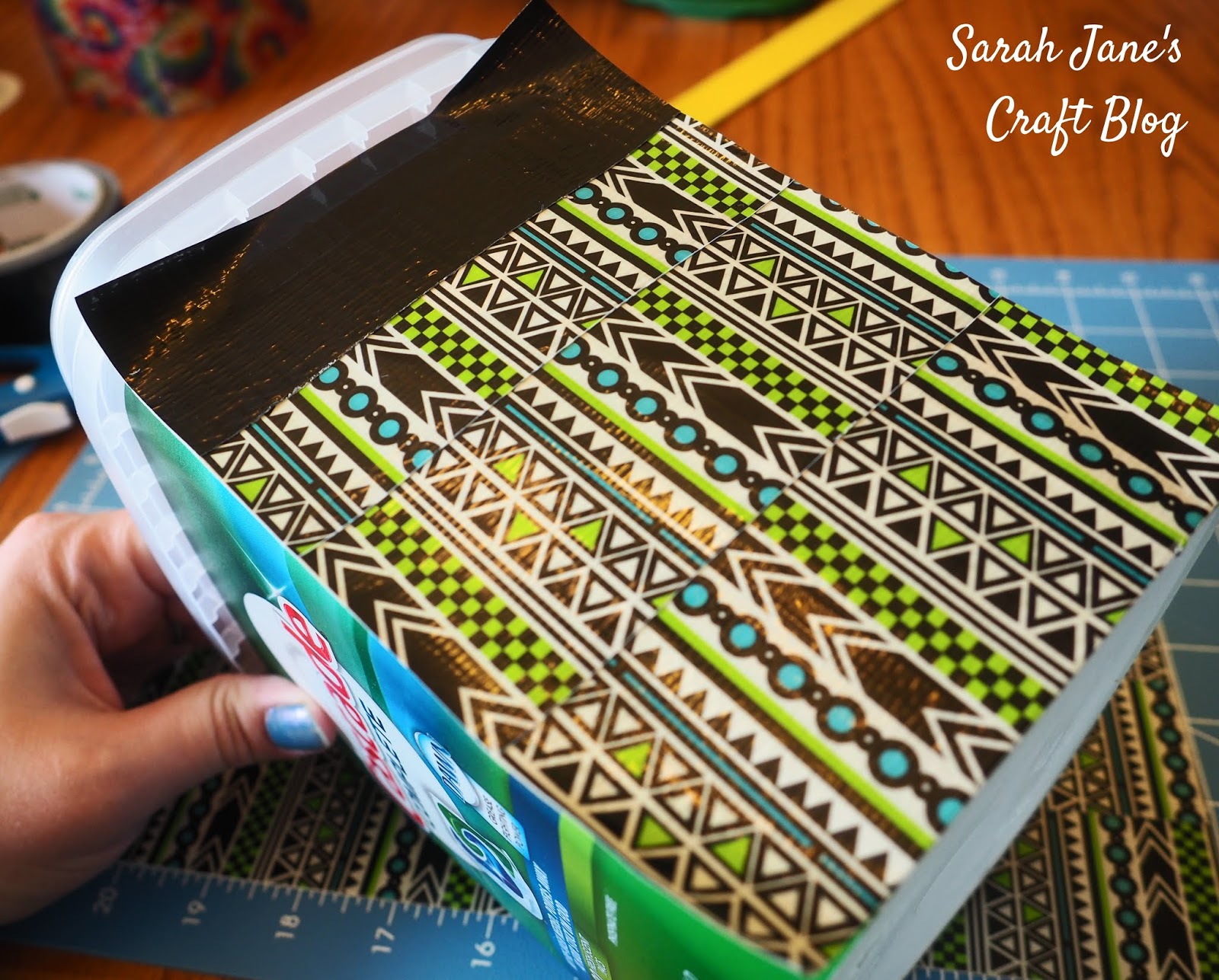 Dishwasher Pod Mini Trash Can (or Storage Canister) with Duct Tape