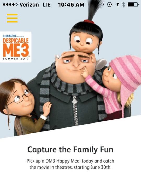 mcdonalds despicable me 3
