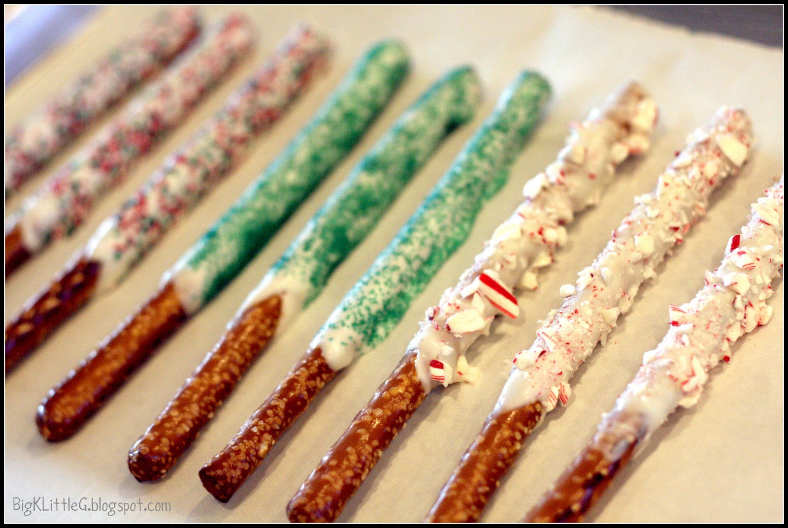 Big K Little G DIY Christmas White Chocolate Dipped Pretzel Sticks Recipe