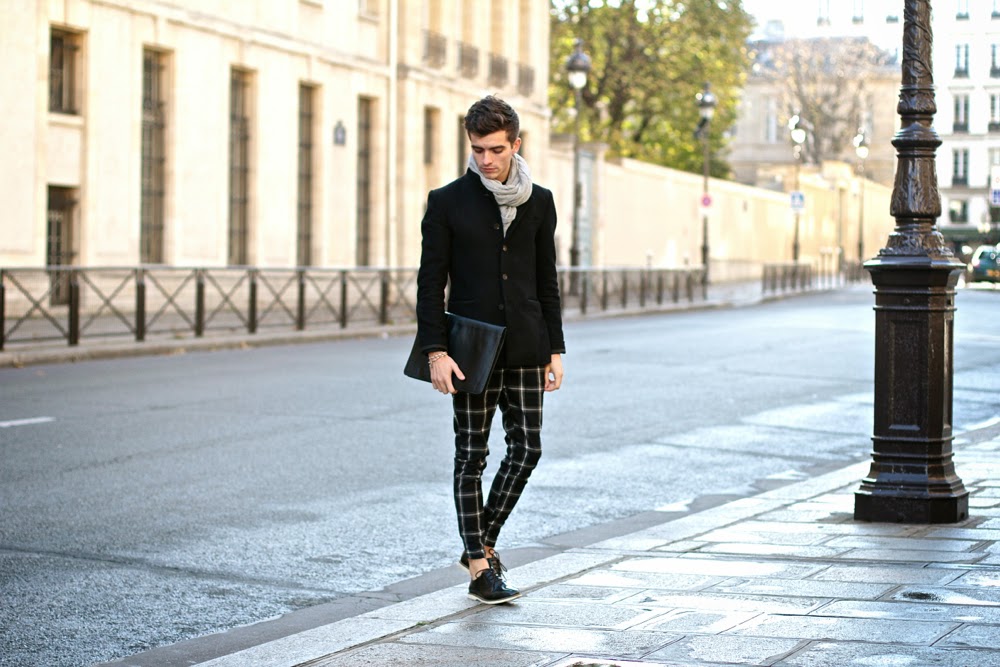 Fashops Jacket // Givenchy Shirt Chemise // Pantalon à carreaux Checked Pants // Lacoste Derbies // The Heart Of Influence Bracelet // American Vintage Scarf Écharpe // Blog Mode Style Homme Mensfashion