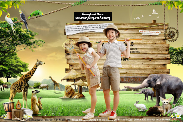  FREE PSD download : The girl was born with the animals...