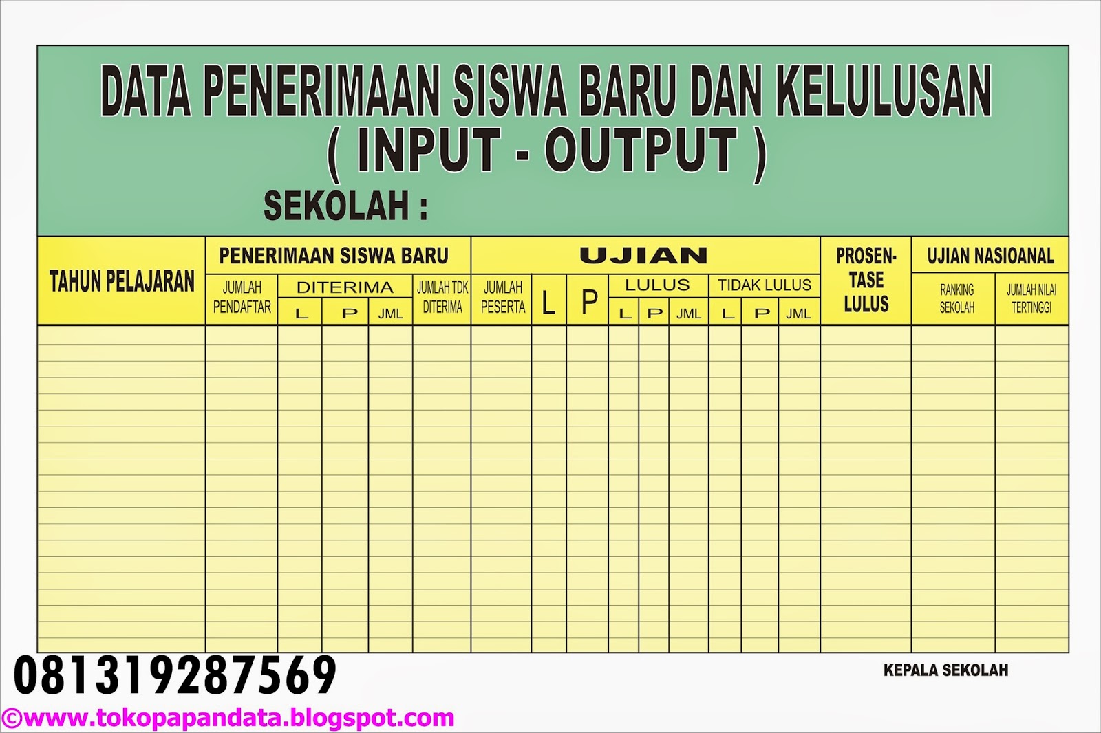 TOKO PAPAN DATA SEKOLAH DAFTAR PAPAN DATA