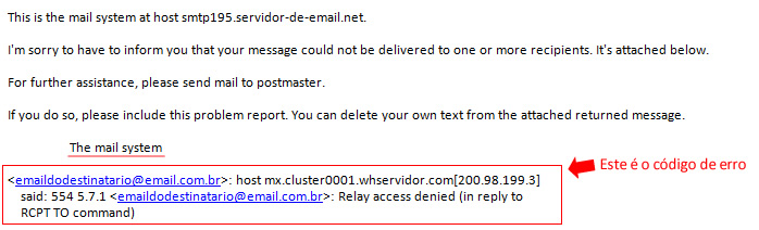 Smtp error code 535. Recipient address rejected: access denied. The message below is. {"ERRORMESSAGE":"could not send message."} Перевод. The mail could not be sent to the recipients because of the mail Server failure..
